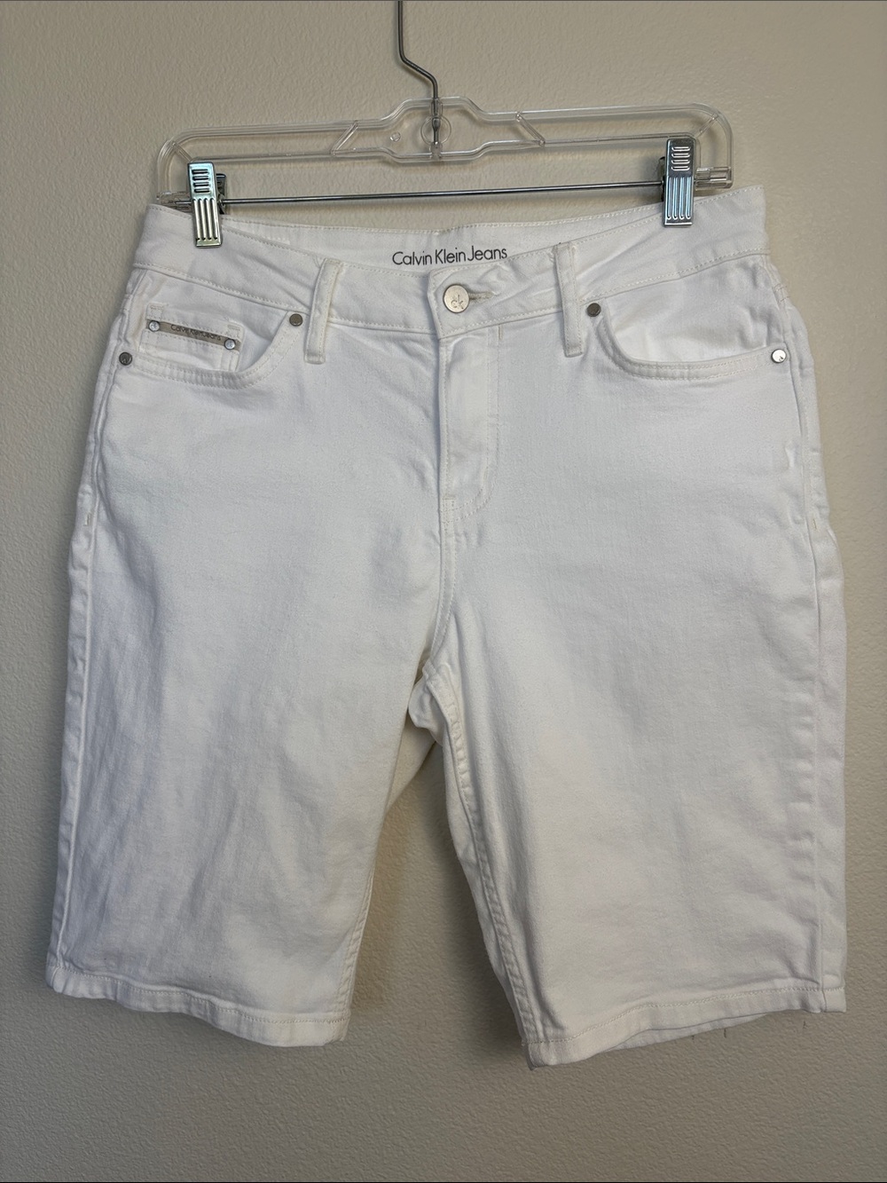 Calvin Klein Jeans City Short Bermuda White Denim Shorts 6